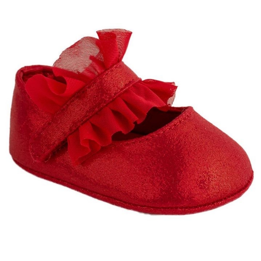 Girls Baby Deer Red Infant Bella Crib Shoes